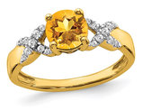 1.00 Carat (ctw) Citrine Ring in 14K Yellow Gold with Diamonds